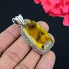 Кулон из драгоценного камня с лимонным топазом, твердый кулон из стерлингового серебра 925 пробы, ювелирный подарок для унисекс