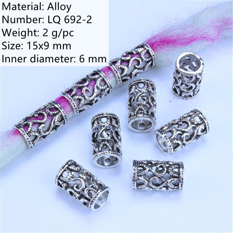 5pcs/bag Silver Metal Hair Rings Braid Dreadlocks Bead Hair Cuffs Dread Tube Charm Dreadlock for DIY Hair Accessaries