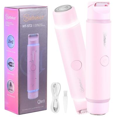 Двухголовочный эпилятор для женщин Водонепроницаемый USB перезаряжаемый Портативное устройство для удаления волос для ног подмышек и зоны бикини