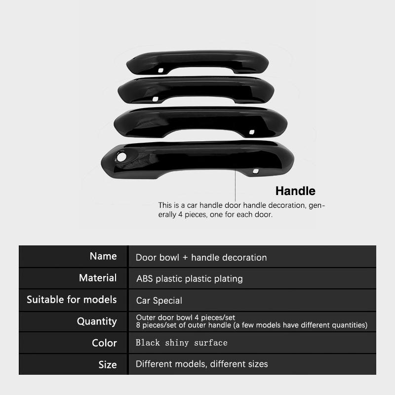 Для Ford Explorer MK6 U625 2022 глянцевый черный карбоновый чехол на дверную ручку, наклейка, отделка автомобиля, внешний стиль