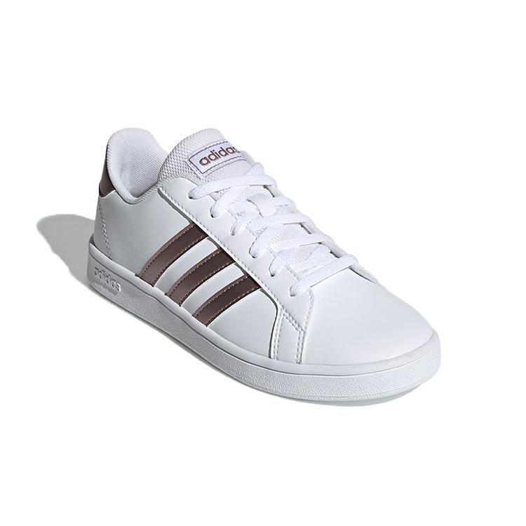 adidas Neo GRAND COURT K Кожаные Дышащие Низкие Скейтборд Обувь Белый Коричневый Детские EF0101