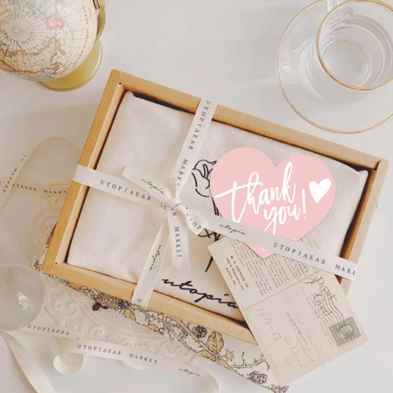 50 шт. 5 стилей розовые бирки «Спасибо» в форме сердца, наклейки для подарочной упаковки, для вечеринки