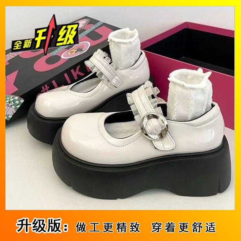 French Style with Skirt Platform Small Leather Shoes Women's 2025 Spring and Autumn New Black Round Head Retro High Heel Mary Jane Single Shoes