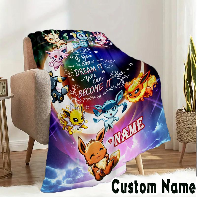 Custom Name Pok-mon Blanket Bedding Blanket Picnic Blanket for Women Men, Throw Blankets for Couch Bed, Christmas and Halloween gifts