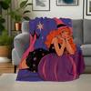 Halloween Witch with Pumpkin Illustration Art PrintBlanket Flannel Throw Blanket for Sofa, Bed, Travel, Camping, Office, Couch, Chair