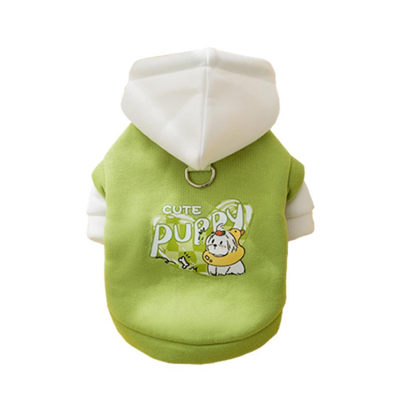 Hooded Pet Sweater Warm Thermal Cotton Two Legs Outfit Winter Dog Cat Clothes Comfortable Pet Hoodie Leash Hole Soft Pet Jacket