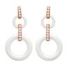 [L6659] - Gold Plated Earrings 'Sissi' White Pink Gold Ceramic