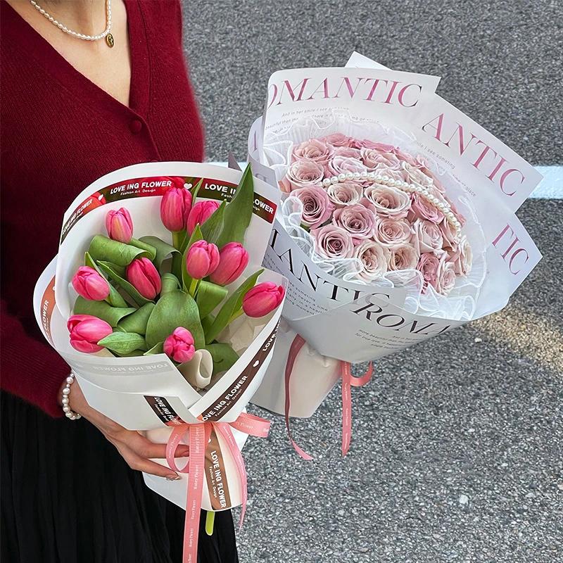 10 шт. Цветочная упаковочная бумага с золотым принтом, водонепроницаемая упаковочная бумага для букетов, подарочный упаковочный материал для флористических букетов, свадебное украшение