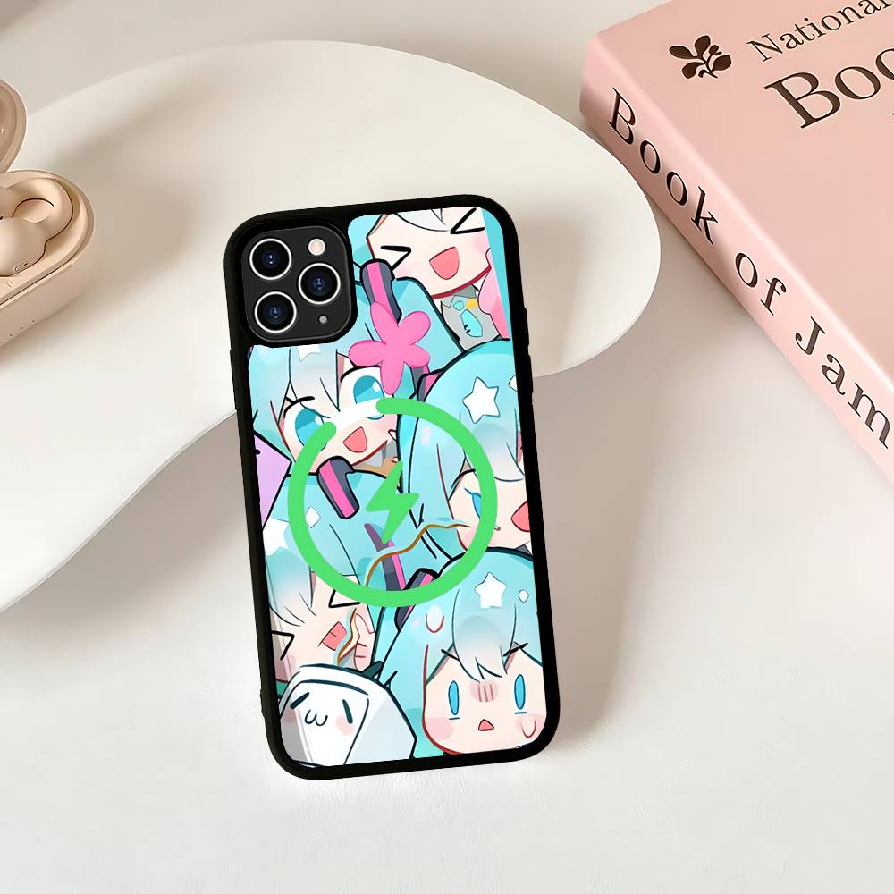 Милый H-Хацунэ Мику Магнитный Беспроводной Чехол Для Телефона Для IPhone 17 16 15 14 Plus 13 12 11 Pro Max