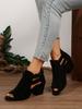 Women Sandals  Chunky High Heels Soild Gladiator Open Peep Toe Women Black Shoes Buckle Back Zipper Sandalias De Mujer