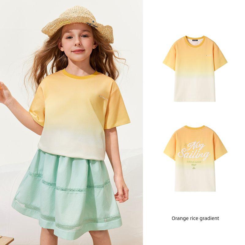 Navigare Italian Sailboat Girls' Short-Sleeved T-Shirt 2026 Summer New Round Neck Fashion Top