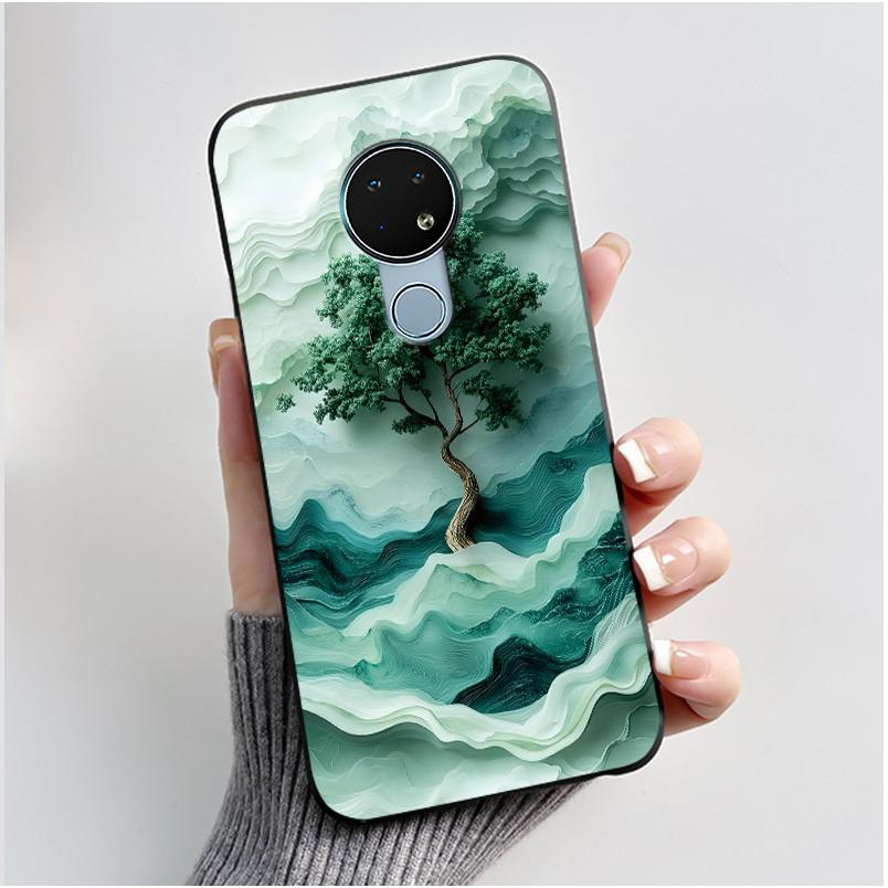 Милый Чехол Для Nokia 6.2 / Nokia 7.2 Fundas Capa Печатный Корпус Защитная Крышка Мягкий Силикон Мультяшный Черный Корпус Coque