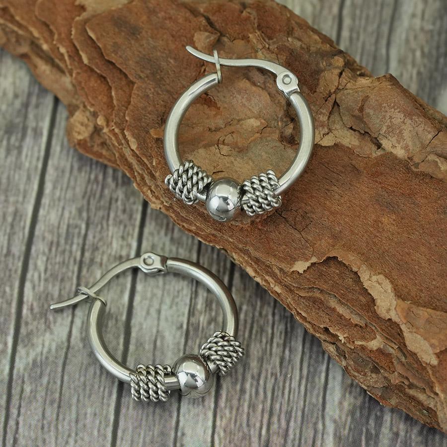 Винтажные круглые серьги-пружинки женские из нержавеющей стали с узловым дизайном, бусинами, открывающиеся, роскошные аксессуары для ушей, подарок на День святого Валентина, Joias