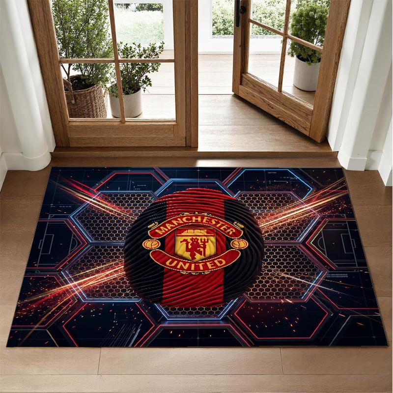 Manchester United Design Crystal Velvet Rug Soft Decorative Mat for Bedroom Entrance