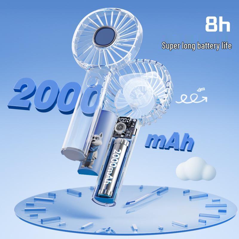 Portable Mini USB Rechargeable Handheld Transparent Fan for Outdoor Use
