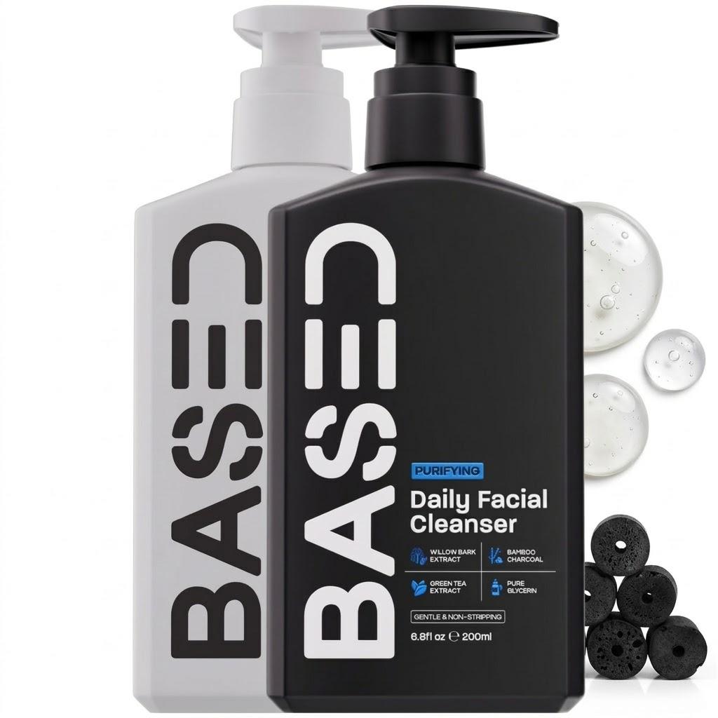 BASED Purifying Daily Facial Cleanser (200ml) – Deep Cleansing Face Wash with Bamboo Charcoal