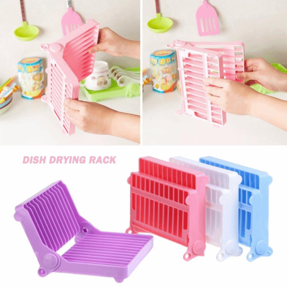 Foldable Design Dish Drying Rack Plastic Material Kitchen Drainer Plate Organizer  Plate Storage