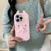 3D Чехол-кролик Розовый Мягкий Силиконовый для iPhone 17 16 15 14 13 mini 12 11 Pro X XS Max XR 7 8 6 6S Plus 5 5S Японский Аниме Чехол