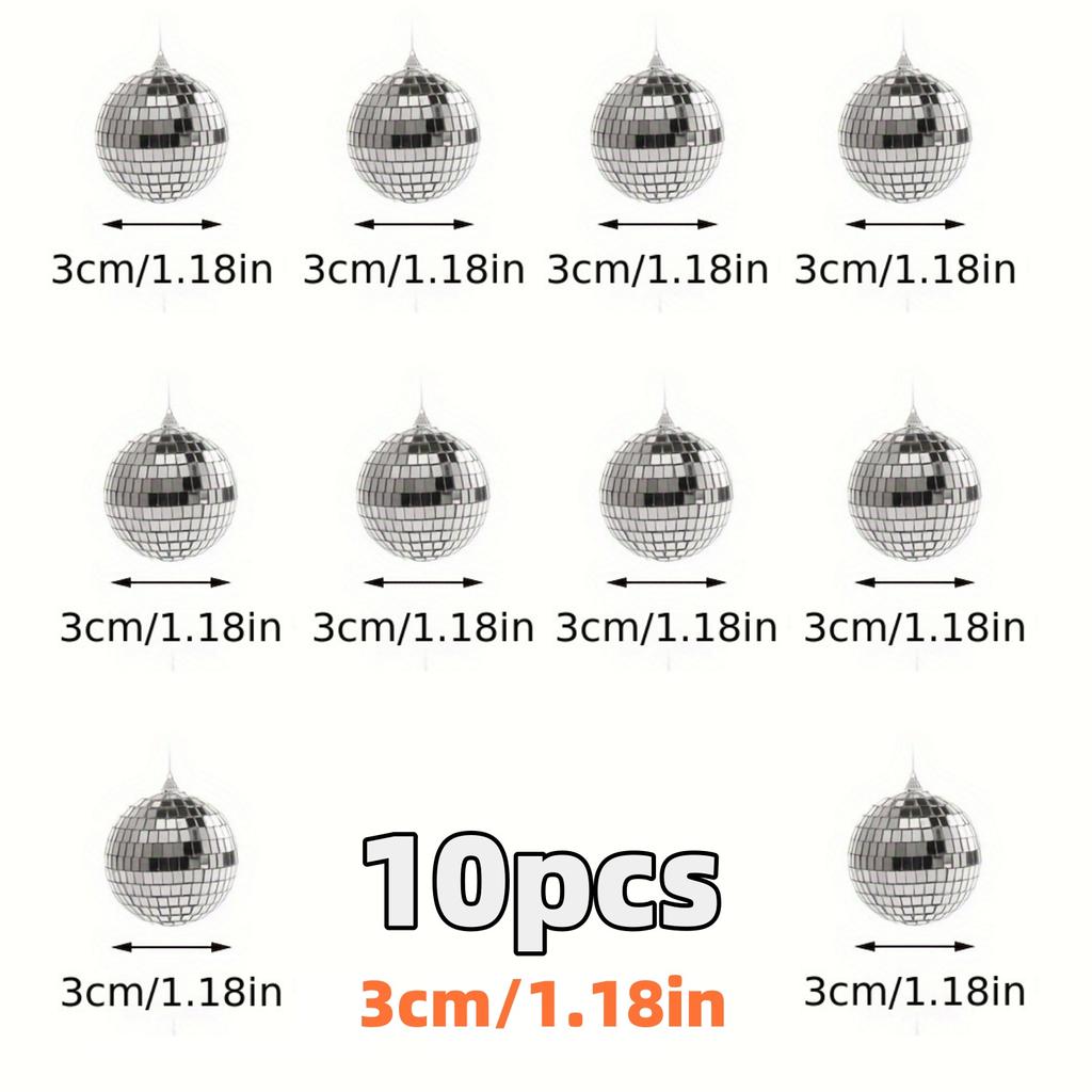 10 шт. Мини-диско-шары, украшения, светоотражающие стеклянные серебряные безделушки для Марди Гра, диско-вечеринки, декор, сверкающий подарок для рождественской елки