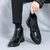 Men Brogues Boots Motorcycle Casual Ankle Boots Wingtip Dress Formal High Top Black White Leather Boots Over Sized