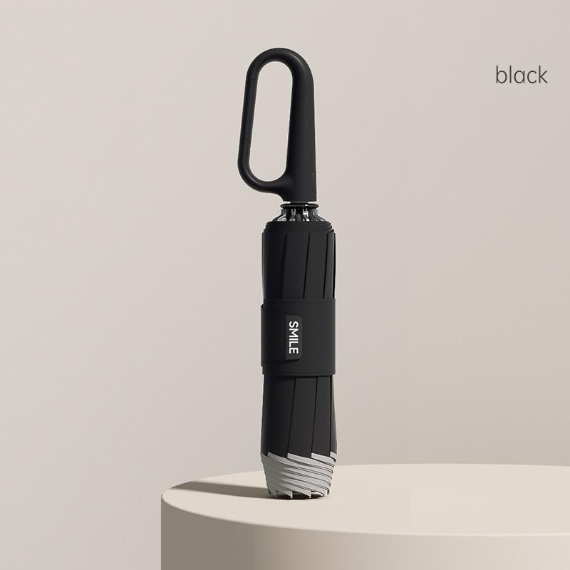 Обратный автоматический зонт с кольцевой пряжкой, устойчивый к шторму, утолщенный и усиленный ночной светоотражающий складной зонт