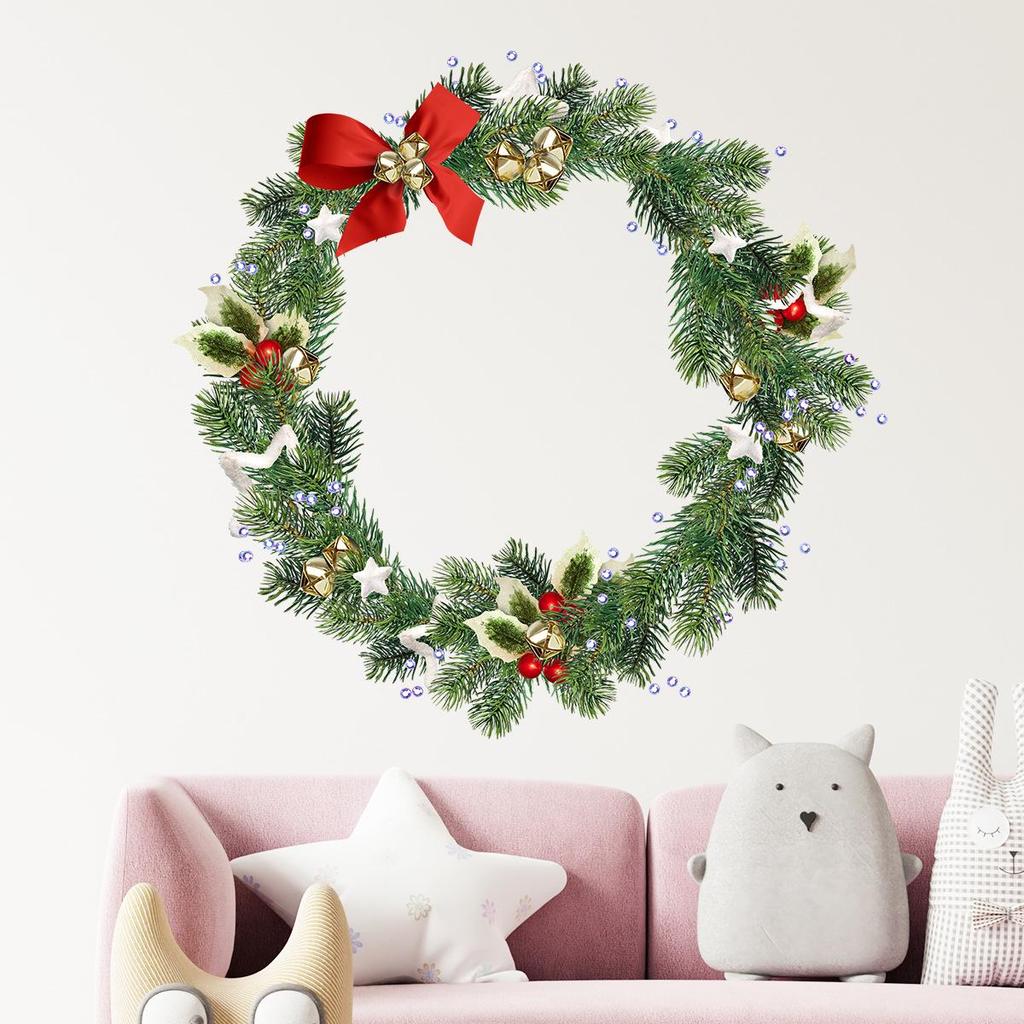 Santa Claus Christmas Wreath Window Wall Sticker