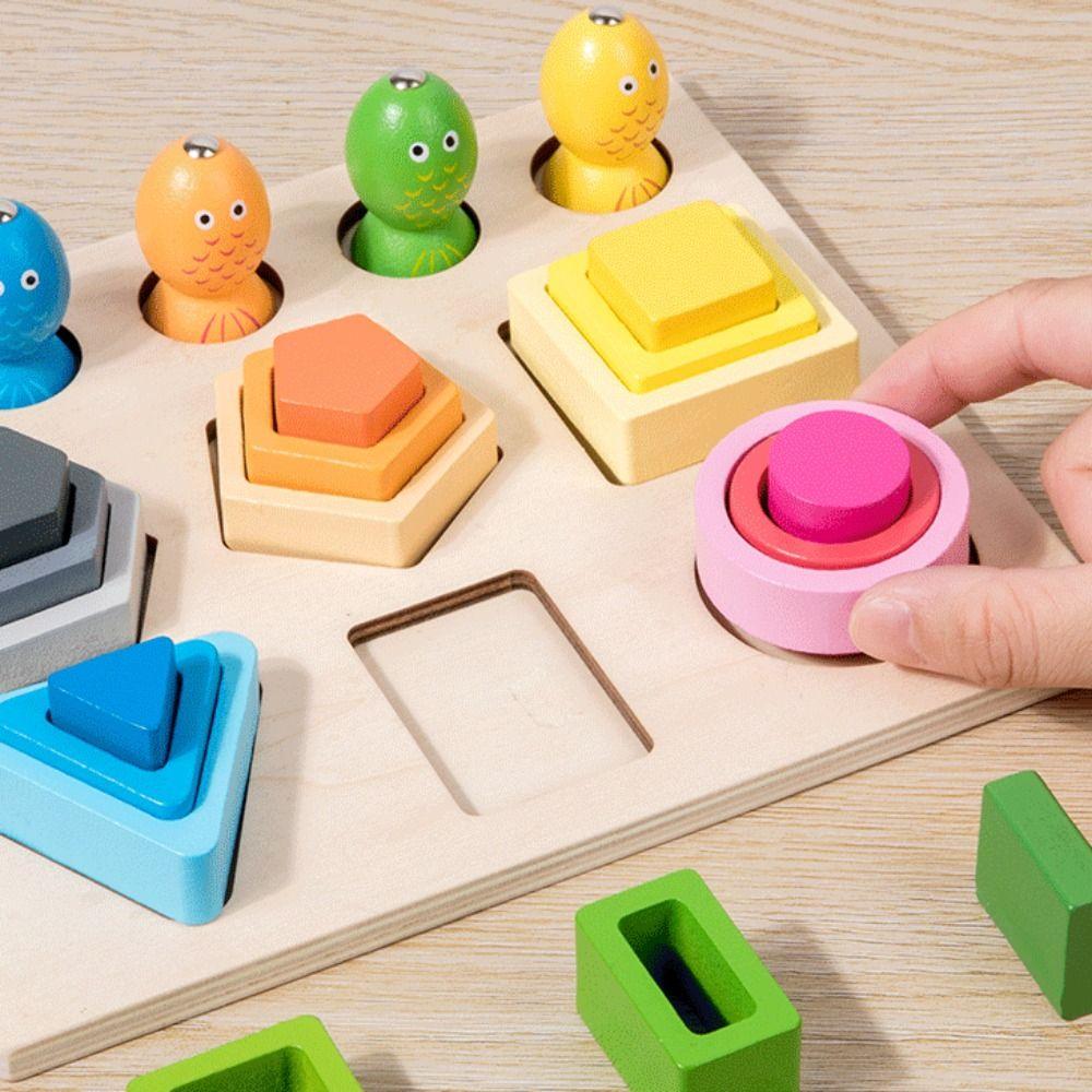 Educational Shape Matching Toys Wooden Sorting Stacking Toys Montessori Wood Toys  Baby