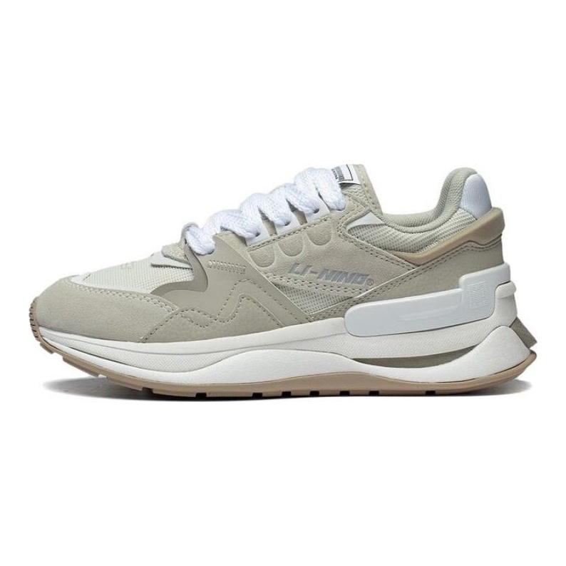 Li Ning 001 Chuxin V2 износостойкие дышащие низкие спортивные повседневные туфли женские кроссовки серо-белые AGCT018-2