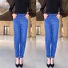Women High Elastic Waist Faux Jeans Graphic Print Skinny Autumn Winter Pants Pencil Long Pants