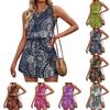Женский летний короткий комбинезон без рукавов с ретро-принтом