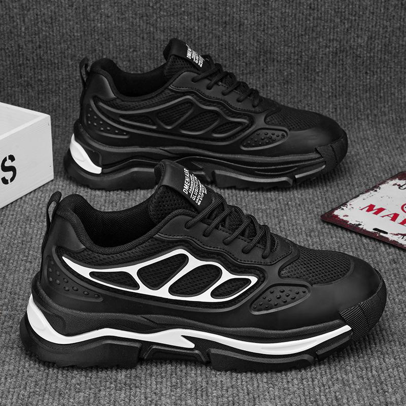 Обувь Мужская обувь Осенние дышащие сетчатые кроссовки для бега Подростковые кроссовки Heights Tide Brand Versatile Black Daddy Shoes Мужская