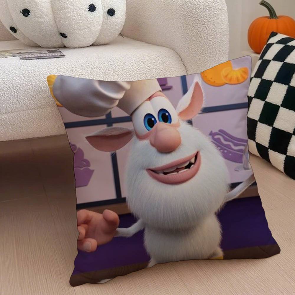 Cartoon Cute Fourbob-Booba Pillow Case Anti-Dustmite Pillowcase Invisible Zipper Silky Short Plush Sofa Cushion Cover