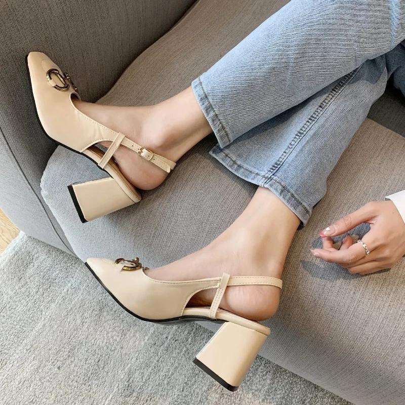 2024 Summer Fashion Pumps Women Shoes Sandals Closed Toe Studded Booties Zapatos De Mujer Sandalias De Verano Para Mujer Zapatos