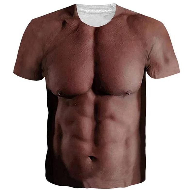 Футболка с забавным принтом Muscle Body 3D, мужская дизайнерская одежда, уличная одежда, футболки с коротким рукавом, футболки с уродливыми волосами на груди, одежда