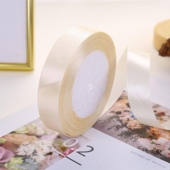 Атласная лента для рукоделия, 25 ярдов, гладкая сплошная цветная устойчивая к разрыву лента шириной 2 см для праздника, вечеринки, рождественского торта, подарочная упаковка, декоративная лента