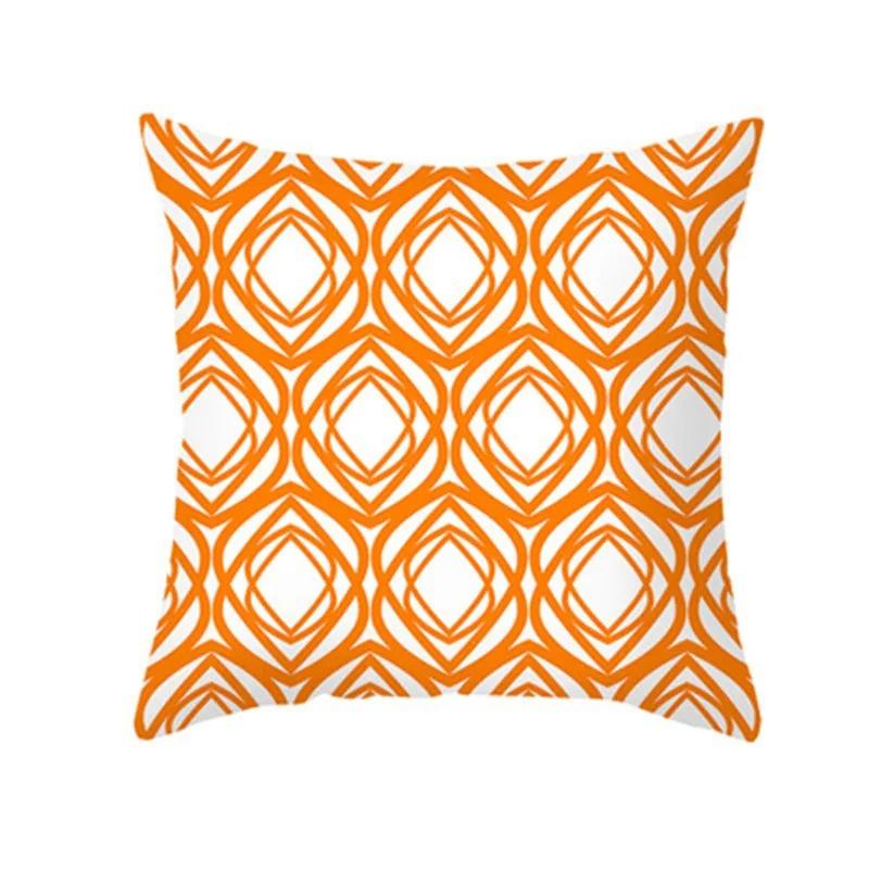 Orange Geometric Abstract Throw Pillow Cover With Short Plush Print For Living Room Sofa Decoration Cushion Cover Pillow Covers