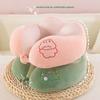 Cartoon U‑Shaped Neck Pillow Ice Bean Surface PP Cotton Filling Cervical Support Travel Pillow Portable Neck Rest for Airplane Car Office Nap