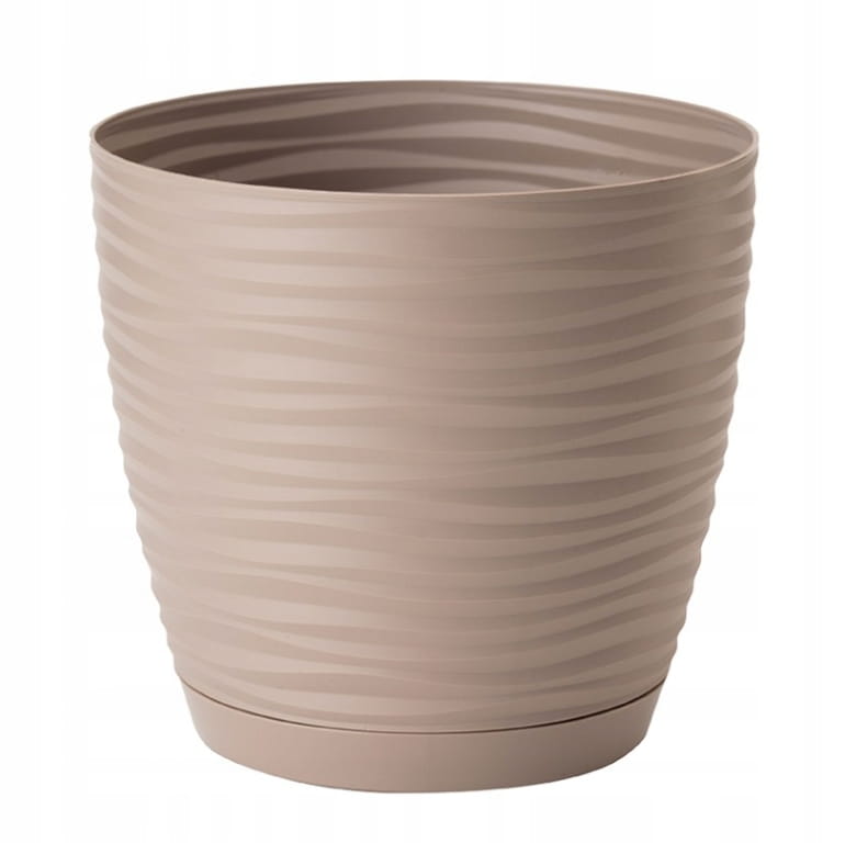 Beige plastic flowerpot with saucer 167x154 cm Sahara