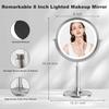 Перезаряжаемое двустороннее зеркало для макияжа 1X 10X увеличение 3 цвета подсветки 360° вращение Беспроводное Съемный аккумулятор 4500 мАч