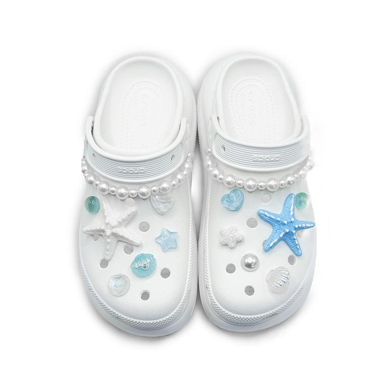 Crocs Сабо Crush EVA Пляжные Жемчужные Аксессуары Летняя Свежесть Подвеска Аксессуары Дырочные Туфли Унисекс Светло-голубой