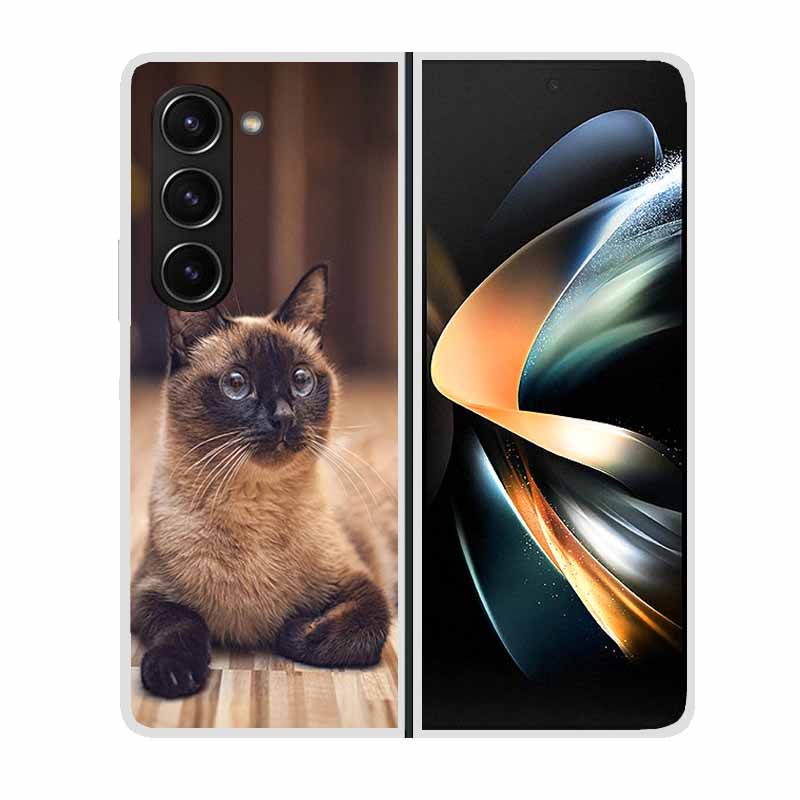 Для Samsung Galaxy Z Fold 2 3 4 5 Чехол для телефона Ударопрочный Жесткий Пластик Capa Милые Кошки Собаки Coque Защитный Прозрачный Прозрачный Capa