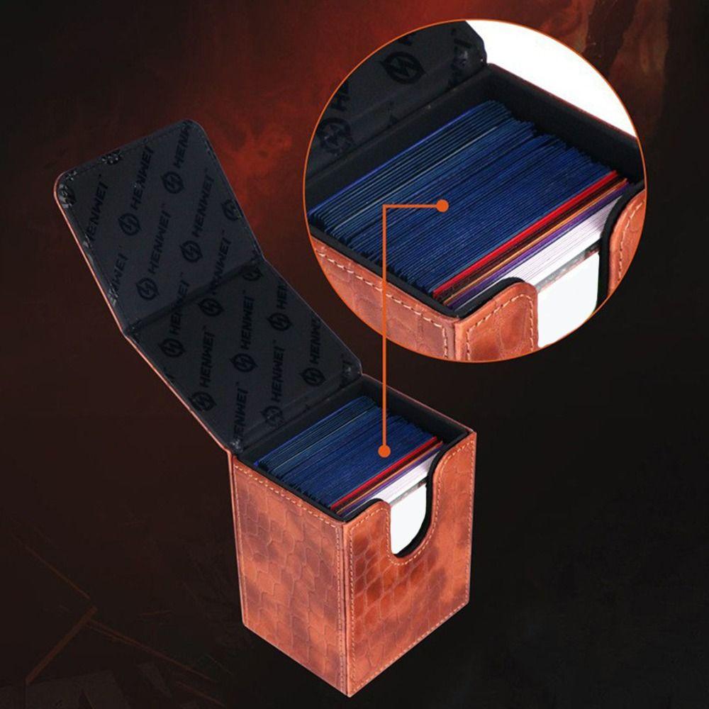 PU Leather Card Deck Box Flannel Game Card Organizer Fashion Window Collection Box Children