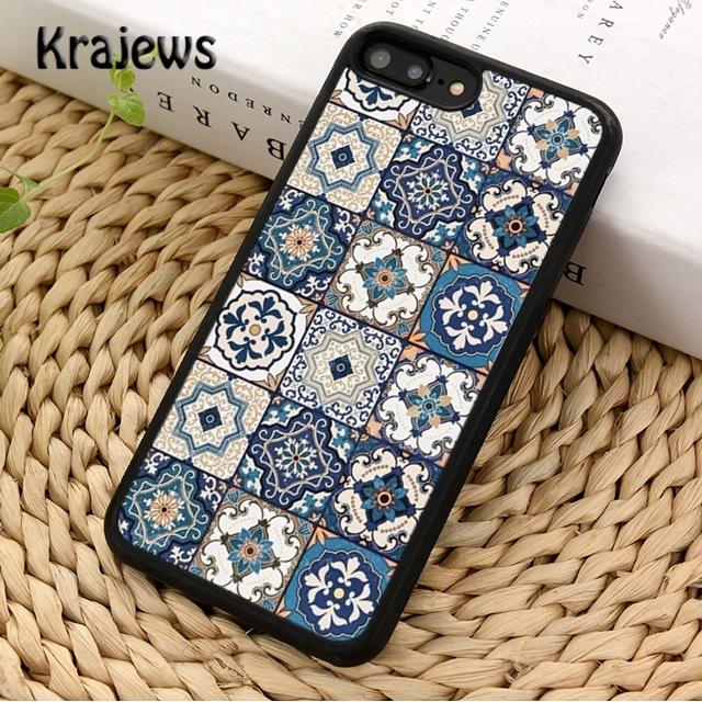 Krajews Марокская плитка Резина Для iPhone 17 Air 16 Чехол для телефона Cover 15 14 plus 12 13 pro max coque Оболочка Fundas