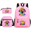 New Rhythm Box Student School Bag Three-piece Set, Casual Backpack Crossbody Bag Pencil Bag