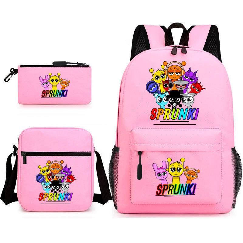 Rhythm Box Game Merchandise Student Bag Sprunki Cartoon Starry Sky Backpack Leisure Bag 3-piece Set D