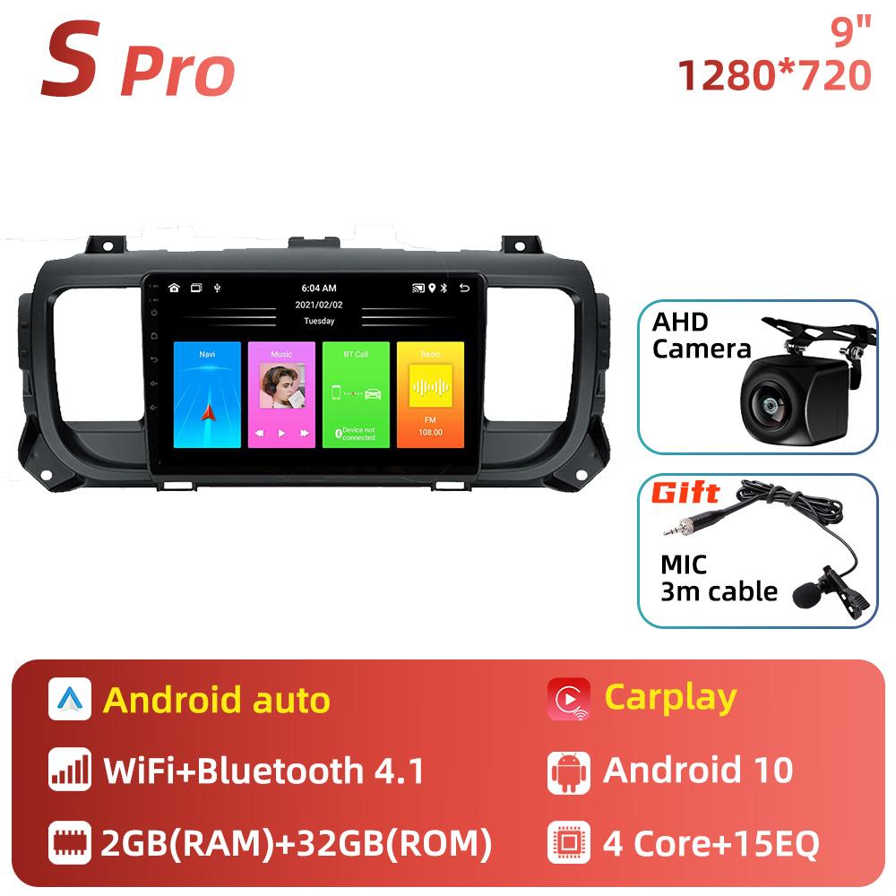 Автомобильное радио для Peugeot Expert 3 Citroen Jumpy 3 SpaceTourer 2016 - 2021 2Din Android Автомобильный мультимедийный проигрыватель CarPlay GPS-навигация