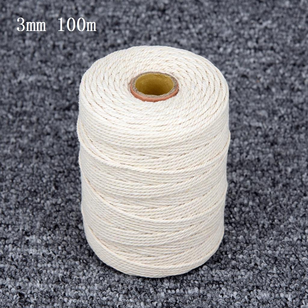 1-3mm Natural Craft Macramé Cotton String Artisan Thread Twisted Cord Beige