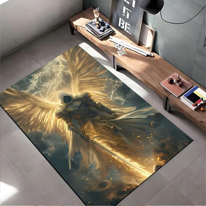 Golden Angel Warrior Artwork suitable as a non-slip mat for the living room or bedroom sofa