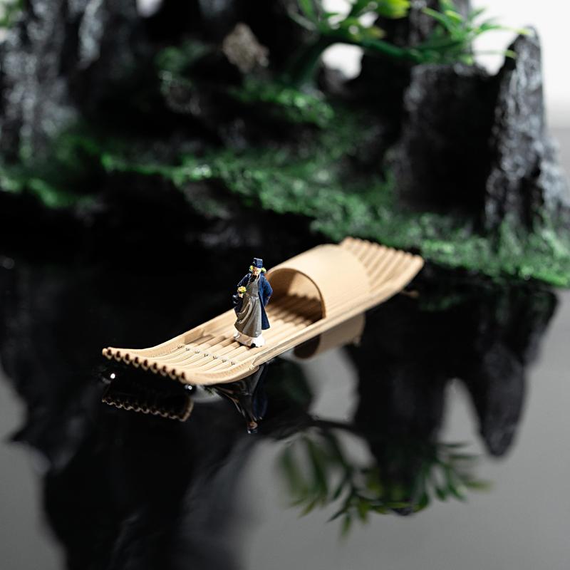 3D Плавающий Лодка Мини Бамбуковый Плот Аквариум Бонсай Микроландшафтные Украшения Креативное Украшение Дома Аксессуары для Аквариума Новинка