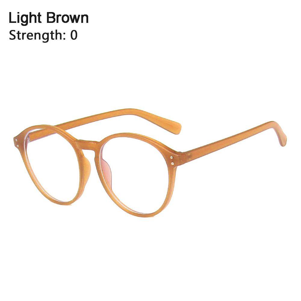 Round Frame Brown/Black/Leopard Print Eyeglasses Flat Mirror Eyewear Myopia Glasses Anti Blue Light